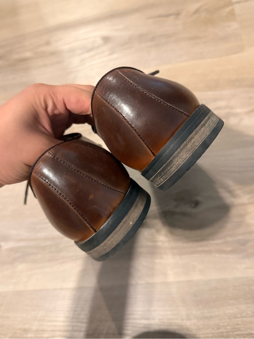 Men's Brown Leather Derby Shoes - Picture 3 of 3